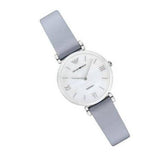 Buy Shop Emporio Armani Gianni T-Bar Mother Of Pearl White Dial Grey Leather Strap Watch For Women - AR11039 USA Online