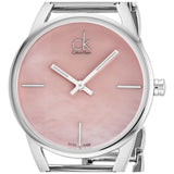 Buy Shop Calvin Klein Stately Pink Mother of Pearl Dial Silver Steel Strap Watch for Women - K3G2312E USA Online