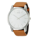 Buy Shop Calvin Klein City Quartz White Dial Light Brown Leather Strap Watch For Men - K2G21138 USA Online