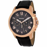 Buy Shop Fossil Grant Chronograph Grey Dial Black Leather Strap Watch for Men - FS5085 USA Online