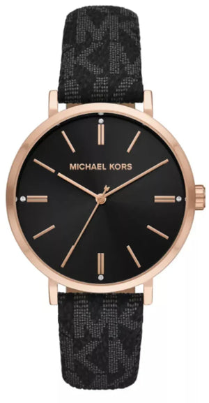 Buy Shop Michael Kors Addyson Quartz Black Dial Black Leather Strap Watch for Women - MK2948 USA Online