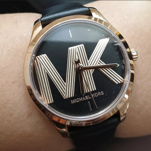 Buy Shop Michael Kors Jaycie Quartz Black Dial Black Leather Strap Watch for Women - MK2860 USA Online