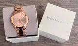 Buy Shop Michael Kors Mini Slim Runway Chronograph Quartz Rose Gold Dial Rose Gold Steel Strap Watch For Women - MK3205 USA Online