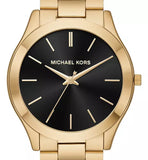 Buy Shop Michael Kors Slim Runway Quartz Black Dial Gold Steel Strap Watch For Men - MK8621 USA Online