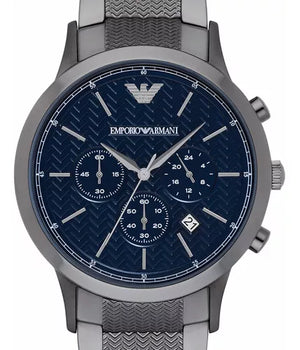 Buy Shop Emporio Armani Renato Chronograph Quartz Blue Dial Grey Steel Strap Watch For Men - AR2505 USA Online