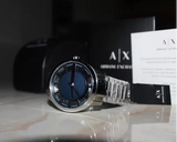 Buy Shop Armani Exchange Hampton Chronograph Blue Dial Silver Steel Strap Watch For Men - AX2178 USA Online