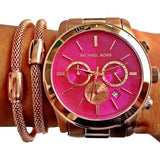 Buy Shop Michael Kors Runway Pink Dial Rose Gold Steel Strap Watch for Women - MK5931 USA Online