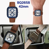 Buy Shop Fossil Inscription Multifunction Silver Dial Brown Leather Strap Watch for Men - BQ2658 USA Online
