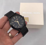 Buy Shop Michael Kors Slim Runway Black Dial Black Mesh Strap Watch for Women - MK8607 USA Online