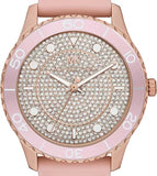 Buy Shop Michael Kors Runway Three Hand Crystal Pave Dial Pink Rubber Strap Watch For Women - MK6854 USA Online