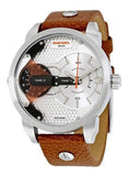 Buy Shop Diesel Mini Daddy Silver Dial Brown Leather Strap Watch For Men - DZ7309 USA Online