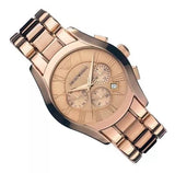 Emporio Armani Valente Chronograph Rose Gold Dial Rose Gold Steel Strap Watch For Men - AR0365