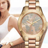 Buy Shop Michael Kors Layton Rose Gold Dial Gold Stainless Steel Strap Watch for Women - MK6476 USA Online