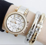 Buy Shop Michael Kors Parker Chronograph Silver Dial Two Tone Steel Strap Watch For Women - MK5687 USA Online