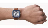 Buy Shop Fossil Inscription Multifunction Silver Dial Brown Leather Strap Watch for Men - BQ2658 USA Online