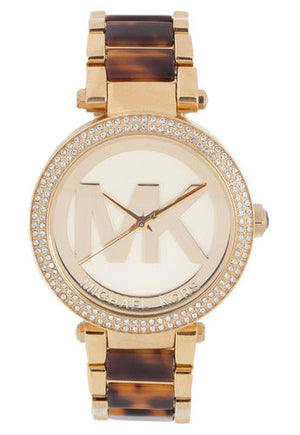 Buy Shop Michael Kors Parker Chronograph Gold Dial Two Tone Steel Strap Watch for Women - MK6109 USA Online
