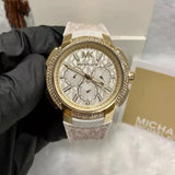 Buy Shop Michael Kors Sydney Quartz White Dial White Leather Strap Watch For Women - MK7221 USA Online