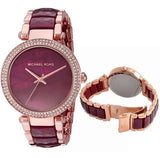Buy Shop Michael Kors Parker Maroon Dial Two Tone Steel Strap Watch for Women - MK6412 USA Online