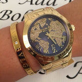 Buy Shop Michael Kors Layton Pave Blue Dial Gold Steel Strap Watch for Women - MK6243 USA Online