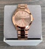 Buy Shop Michael Kors Mini Slim Runway Chronograph Quartz Rose Gold Dial Rose Gold Steel Strap Watch For Women - MK3205 USA Online