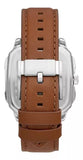 Buy Shop Fossil Inscription Multifunction Silver Dial Brown Leather Strap Watch for Men - BQ2658 USA Online