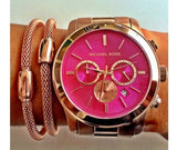 Buy Shop Michael Kors Runway Pink Dial Rose Gold Steel Strap Watch for Women - MK5931 USA Online