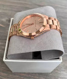 Buy Shop Michael Kors Mini Slim Runway Chronograph Quartz Rose Gold Dial Rose Gold Steel Strap Watch For Women - MK3205 USA Online