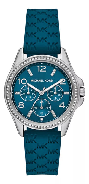 Buy Shop Michael Kors Mini Pilot Pave Blue Dial Blue Silicone Strap Watch for Women - MKO1004 USA Online