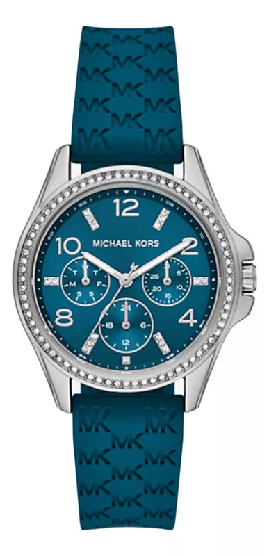 Buy Shop Michael Kors Mini Pilot Pave Blue Dial Blue Silicone Strap Watch for Women - MKO1004 USA Online