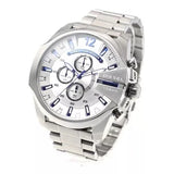 Diesel Mega Chief Chronograph Silver Dial Silver Steel Strap Watch For Men - DZ4477