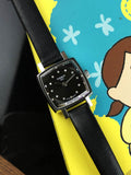Buy Shop Tissot Lovely Square Quartz Diamonds Black Dial Black Leather Strap Watch For Women - T058.109.16.056.00 USA Online