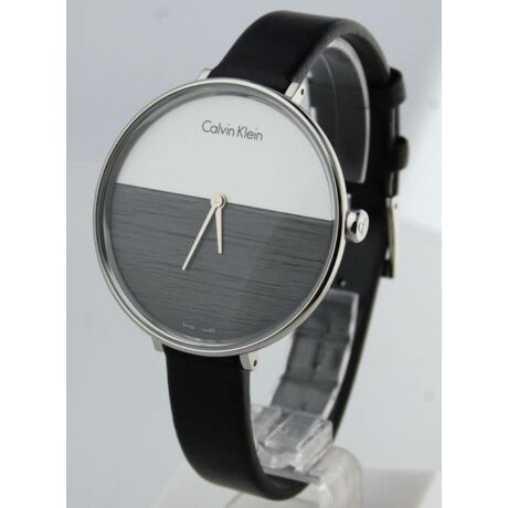 Buy Shop Calvin Klein Rise White Grey Dial Black Leather Strap Watch for Women - K7A231C3 USA Online