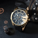 Buy Shop Diesel Mega Chief Chronograph Black Dial Black Leather Strap Watch For Men - DZ4344 USA Online