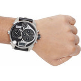 Buy Shop Diesel Mr Daddy Chronograph White Dial Black Leather Strap Watch For Men - DZ7125 USA Online
