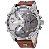 Diesel Mr Daddy Quartz Grey Dial Brown Leather Strap Watch For Men - DZ7413