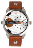 Buy Shop Diesel Mini Daddy Silver Dial Brown Leather Strap Watch For Men - DZ7309 USA Online