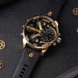 Buy Shop Diesel Mr Daddy Chronograph Black Dial Black Leather Strap Watch For Men - DZ7371 USA Online