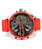 Buy Shop Diesel Mr Daddy 2.0 Chronograph Black Dial Red Silicone Strap Watch For Men - DZ7370 USA Online
