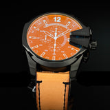 Buy Shop Diesel Mega Chief Chronograph Black Dial Brown Leather Strap Watch For Men - DZ4476 USA Online