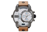 Buy Shop Diesel SBA Dual Time Chronograph White Dial Brown Leather Strap Watch For Men - DZ7269 USA Online