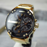 Diesel Mr Daddy 2.0 Black Dial Gold Stainless Steel Watch For Men - DZ7333