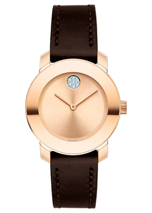 Buy Shop Movado Bold Rose Gold Dial Brown Leather Strap Watch For Women - 3600438 USA Online
