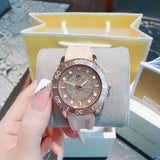 Buy Shop Michael Kors Runway Three Hand Crystal Pave Dial Pink Rubber Strap Watch For Women - MK6854 USA Online