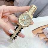 Buy Shop Michael Kors Ritz Chronograph Gold Dial Gold Steel Strap Watch For Women - MK6597 USA Online