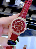 Buy Shop Swarovski Passage Chrono Red Dial Red Leather Strap Watch for Women - 5580345 USA Online