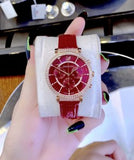 Buy Shop Swarovski Passage Chrono Red Dial Red Leather Strap Watch for Women - 5580345 USA Online