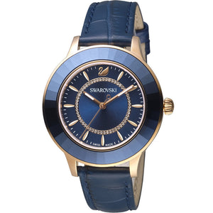 Buy Shop Swarovski Octea Lux Blue Dial Blue Leather Strap Watch for Women - 5414413 USA Online