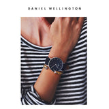 Buy Shop Daniel Wellington Petite Sheffield Black Dial Black Leather Strap Watch For Women - DW00100180 USA Online