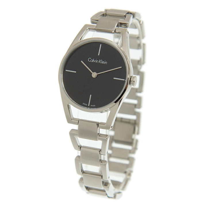 Buy Shop Calvin Klein Dainty Black Dial Silver Steel Strap Watch for Women - K7L23141 USA Online