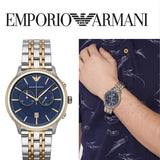 Buy Shop Emporio Armani Classic Blue Dial Two Tone Steel Strap Watch For Men - AR1847 USA Online